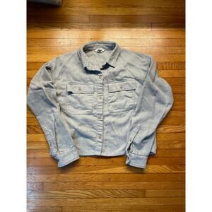 L.L. Bean Women's Signature Heritage Textured Flannel Shirt Cropped Small Gray